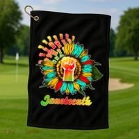 Sunflower Fist Juneteenth Black History African American Golf Towel thumb 1