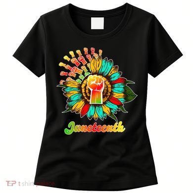 Sunflower Fist Juneteenth Black History African American Women's T-Shirt