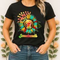 Sunflower Fist Juneteenth Black History African American Women's T-Shirt thumb 2