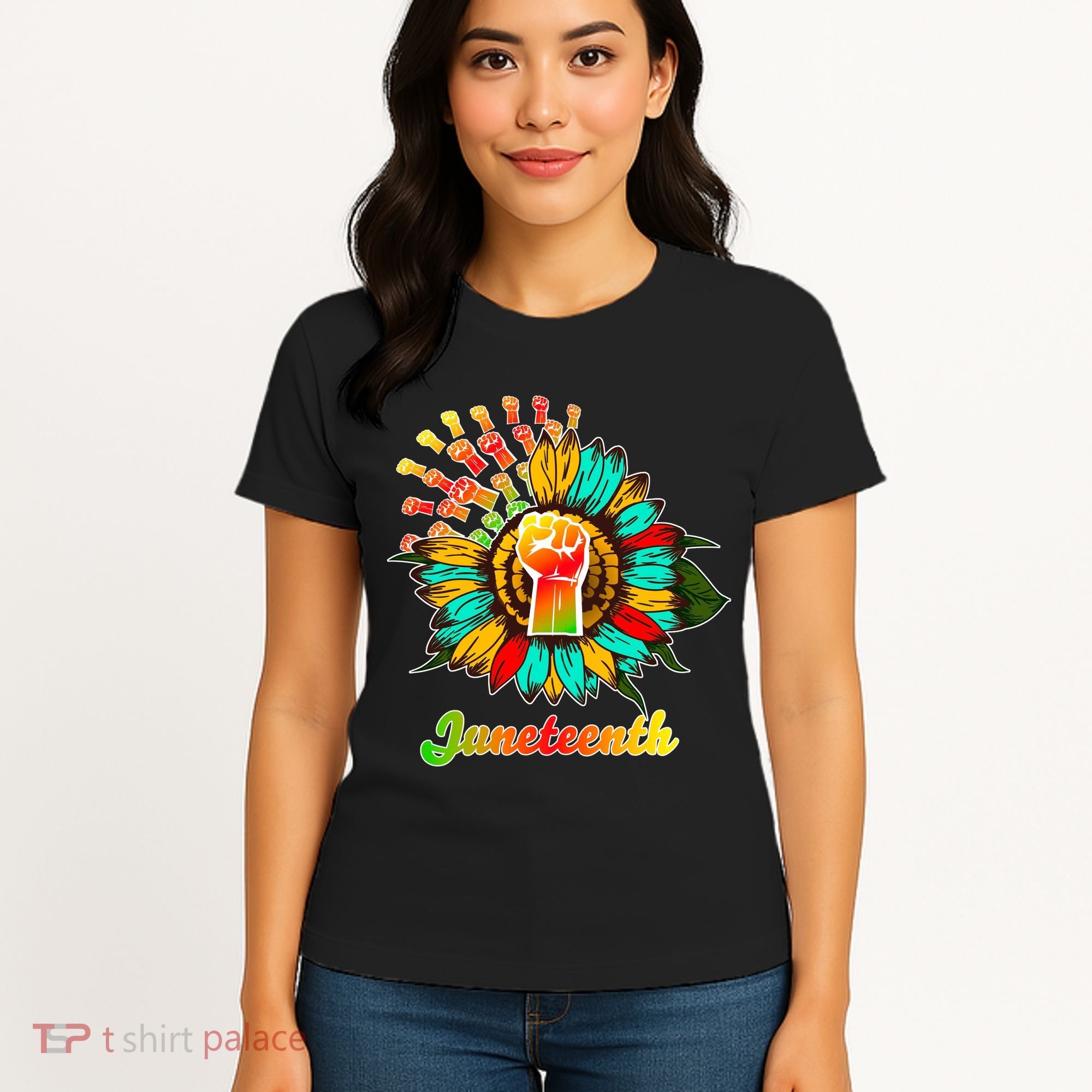 Sunflower Fist Juneteenth Black History African American Women's T-Shirt