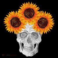 Sunflower Skull USA-Made Doggie Bandana thumb 2
