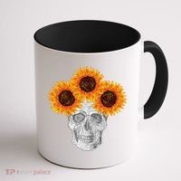 Sunflower Skull Coffee Mug thumb 1