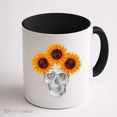 Sunflower Skull Coffee Mug back
