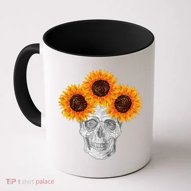 Sunflower Skull Coffee Mug