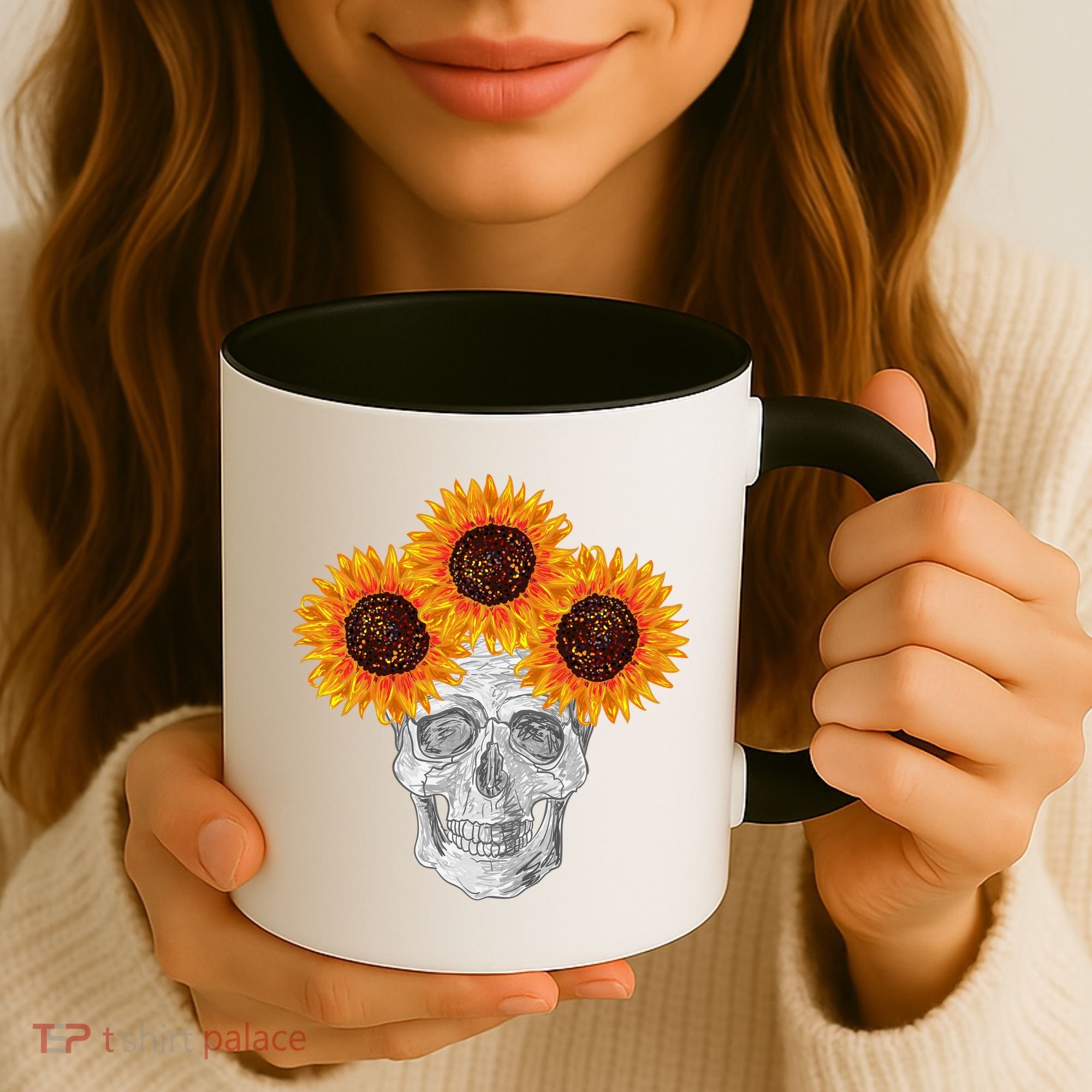 Sunflower Skull Coffee Mug