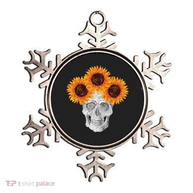 Sunflower Skull Ornament