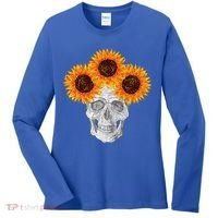 Sunflower Skull Women's Long Sleeve Shirt thumb 0