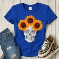 Sunflower Skull Women's T-Shirt thumb 3