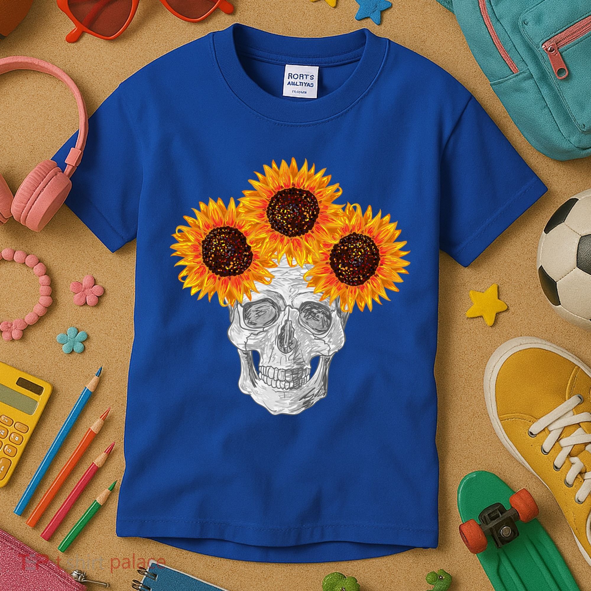 Sunflower Skull Kids T-Shirt