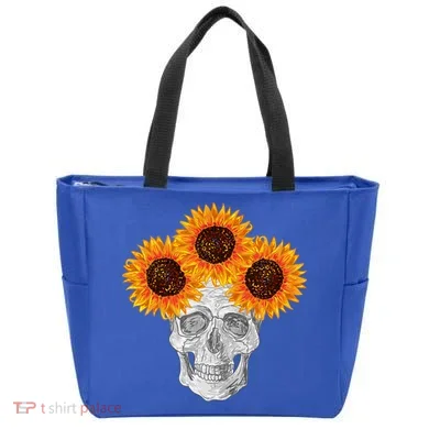 Sunflower Skull Tote Bag