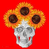 Sunflower Skull Santa Hat thumb 1