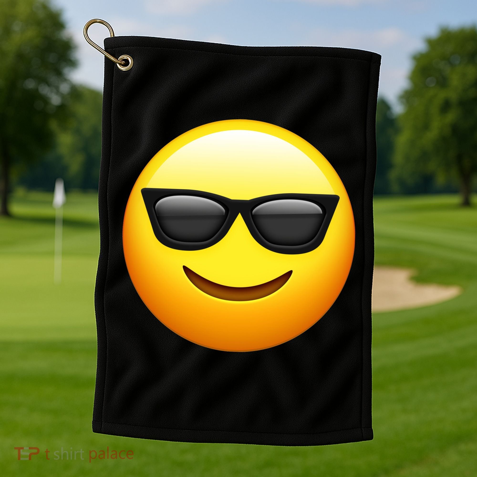 Sunglasses Emoji Cool Smiley Golf Towel