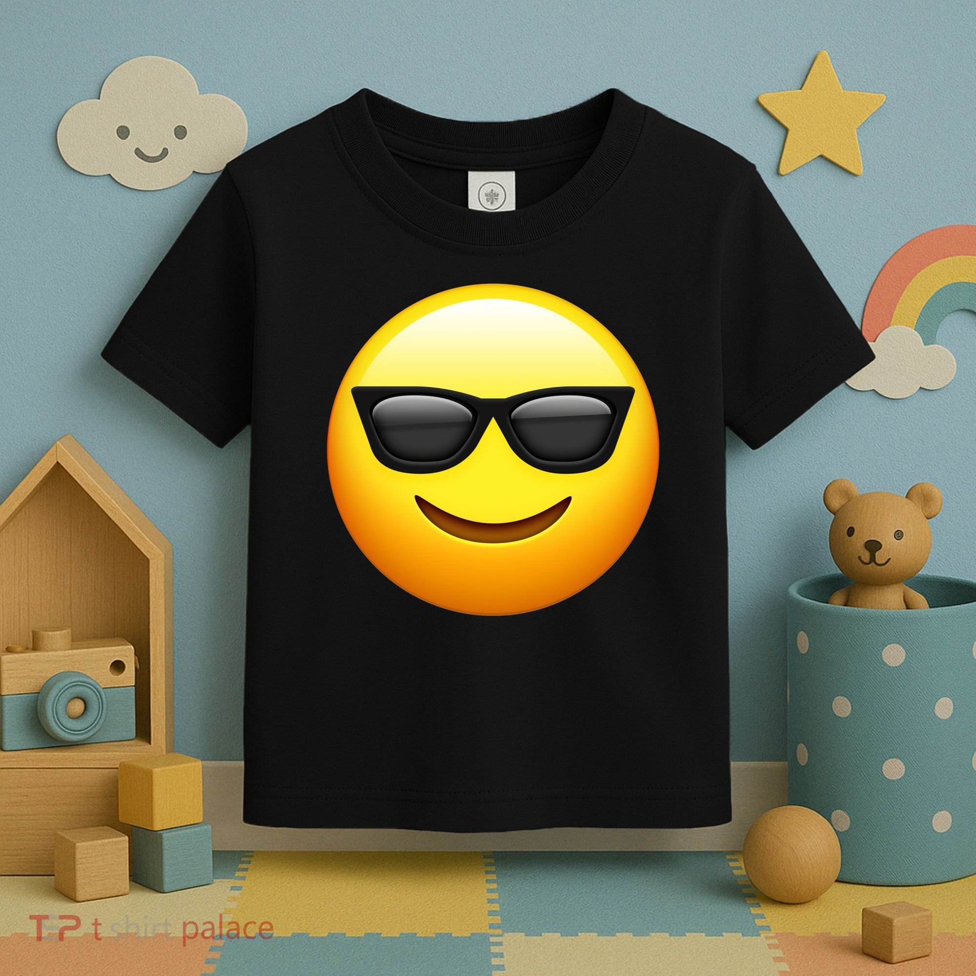 Sunglasses Emoji Cool Smiley Toddler T-Shirt