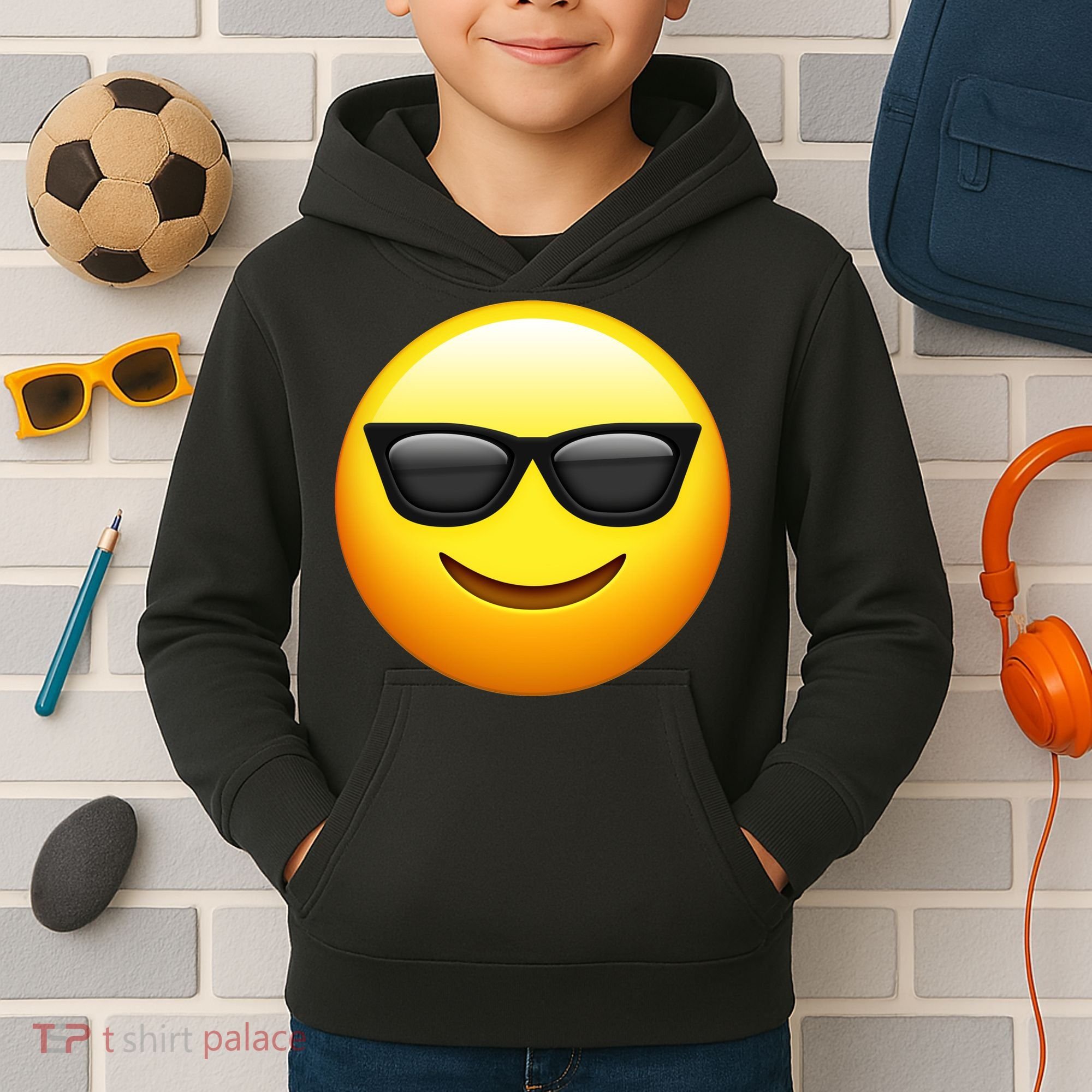 Sunglasses Emoji Cool Smiley Kids Hoodie