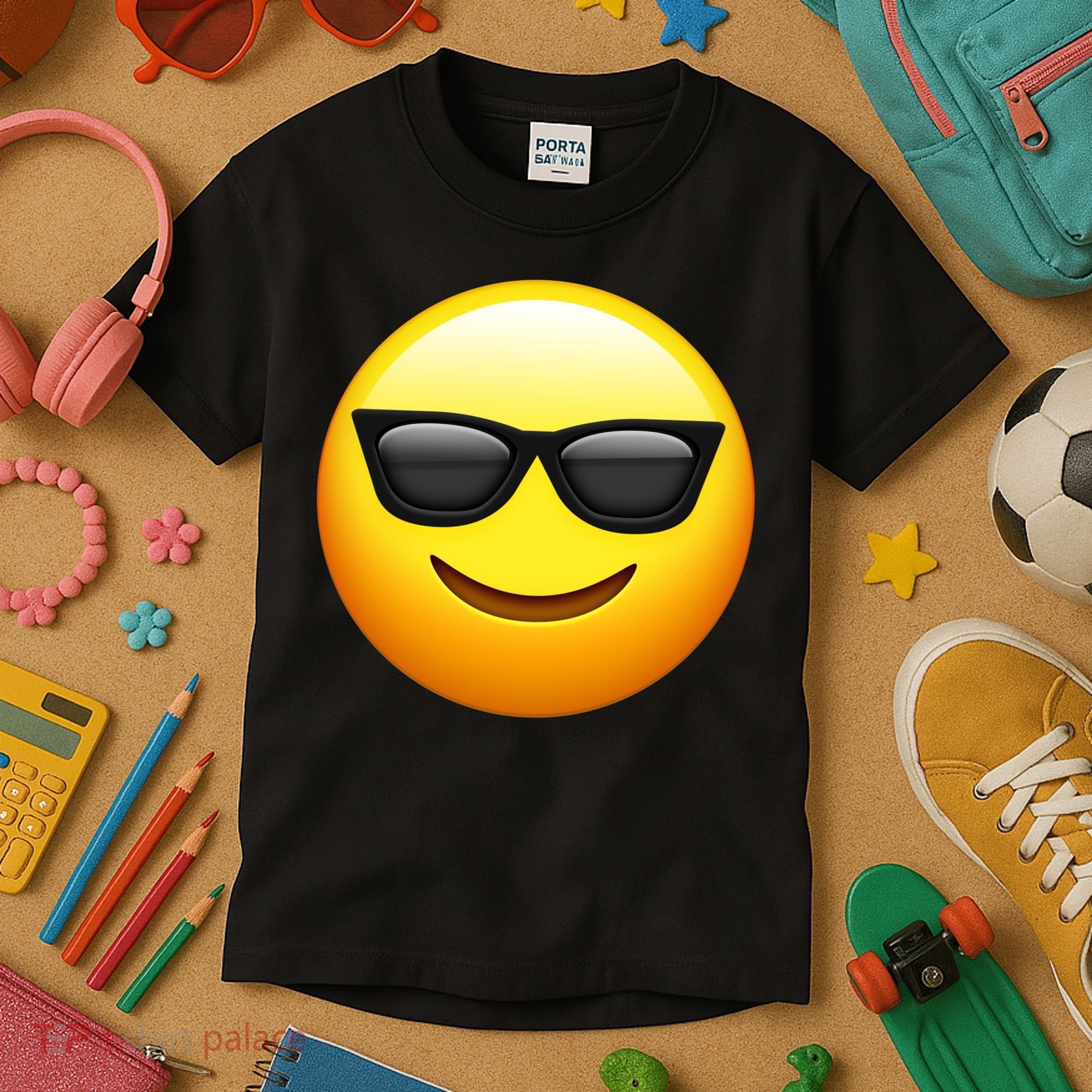 Sunglasses Emoji Cool Smiley Kids T-Shirt