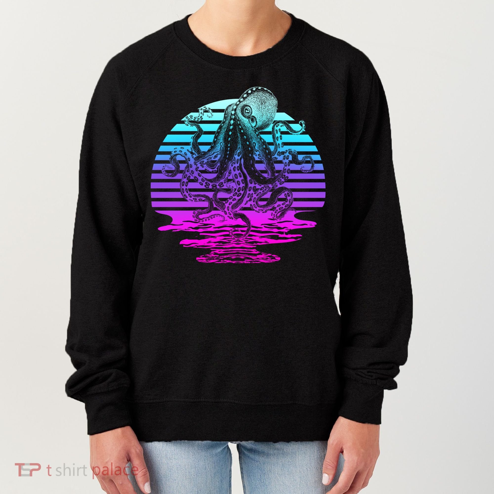 Sunrise Octopus Vaporwave Women's Sweatshirt