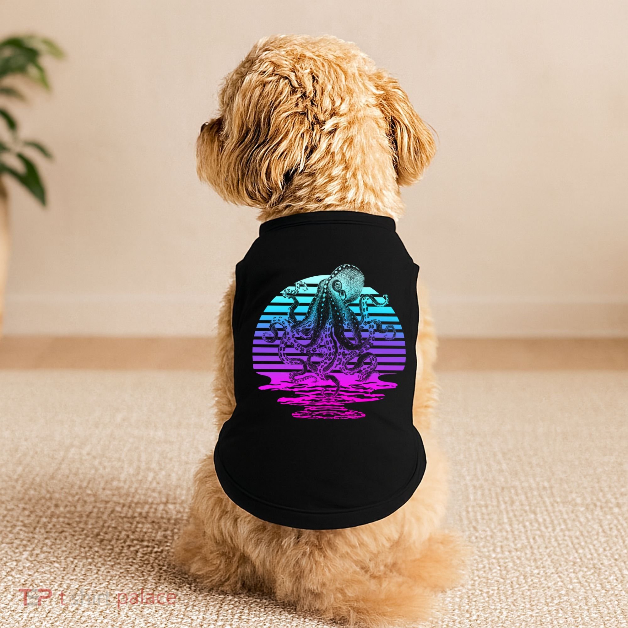 Sunrise Octopus Vaporwave Doggie Tank
