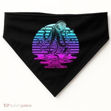 Sunrise Octopus Vaporwave USA-Made Doggie Bandana