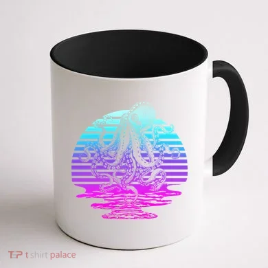 Sunrise Octopus Vaporwave Coffee Mug back