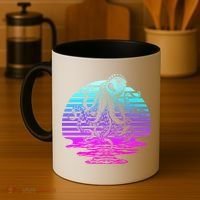 Sunrise Octopus Vaporwave Coffee Mug thumb 4