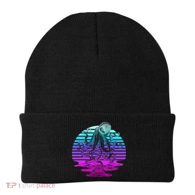 Sunrise Octopus Vaporwave Beanie
