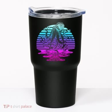 Sunrise Octopus Vaporwave Tumbler