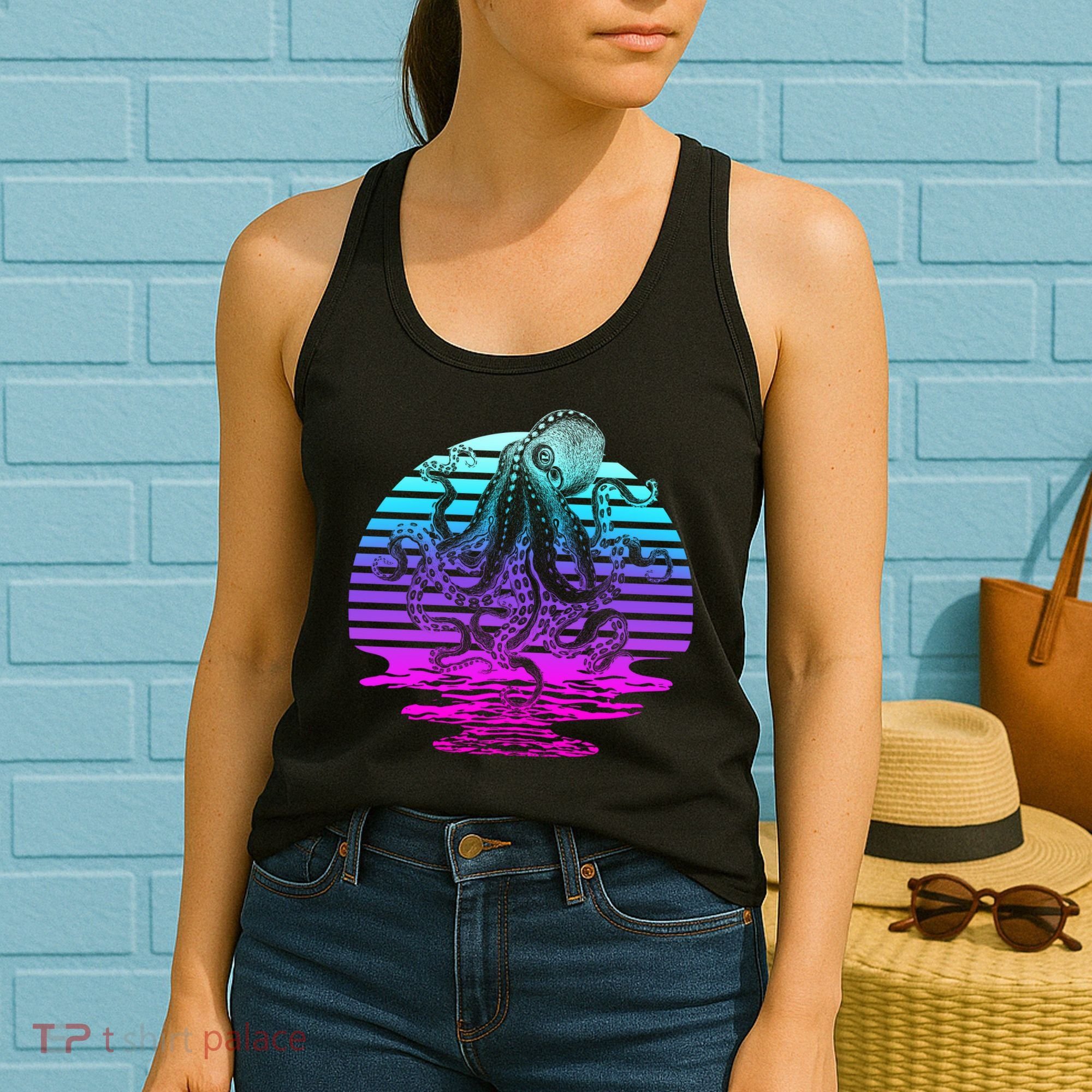 Sunrise Octopus Vaporwave Women's Tank Top