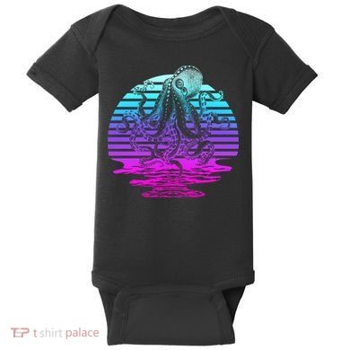 Sunrise Octopus Vaporwave Baby Bodysuit