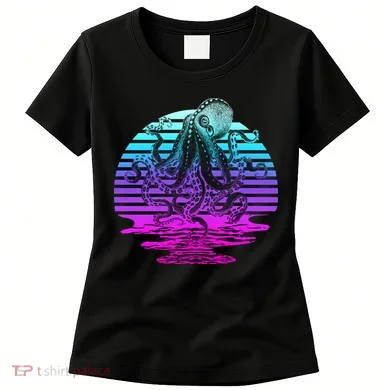 Sunrise Octopus Vaporwave Women's T-Shirt