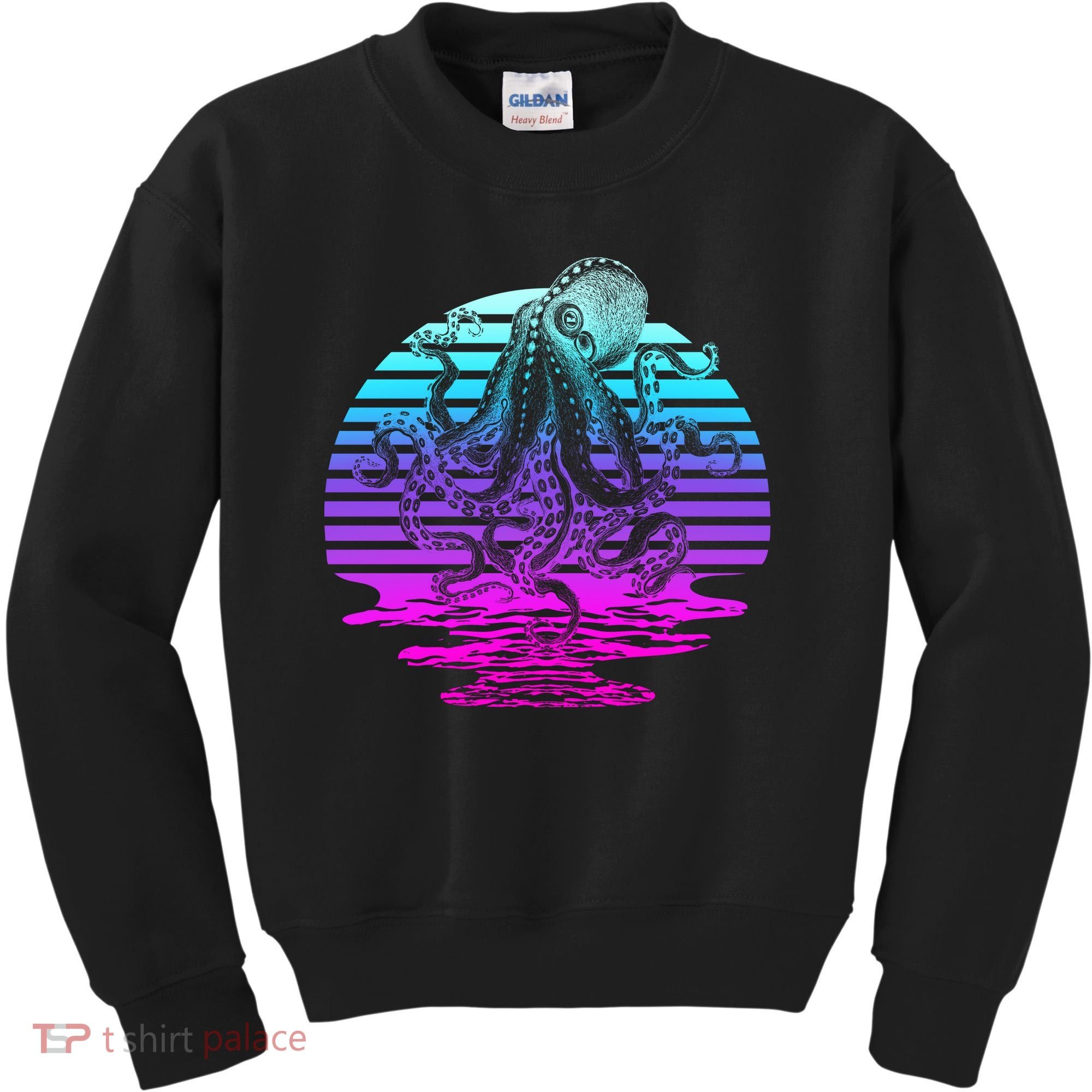 Sunrise Octopus Vaporwave Kids Sweatshirt