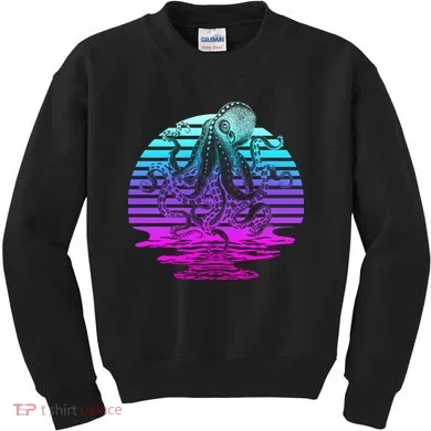 Sunrise Octopus Vaporwave Kids Sweatshirt