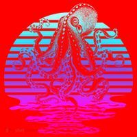 Sunrise Octopus Vaporwave Santa Hat thumb 1