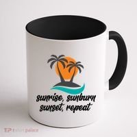 Sunrise Sunburn Sunset Repeat Palm Tree Coffee Mug thumb 1