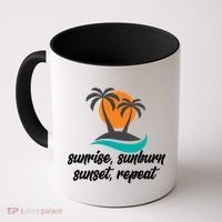 Sunrise Sunburn Sunset Repeat Palm Tree Coffee Mug thumb 0
