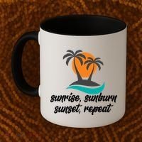 Sunrise Sunburn Sunset Repeat Palm Tree Coffee Mug thumb 2