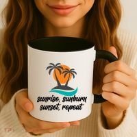 Sunrise Sunburn Sunset Repeat Palm Tree Coffee Mug thumb 3