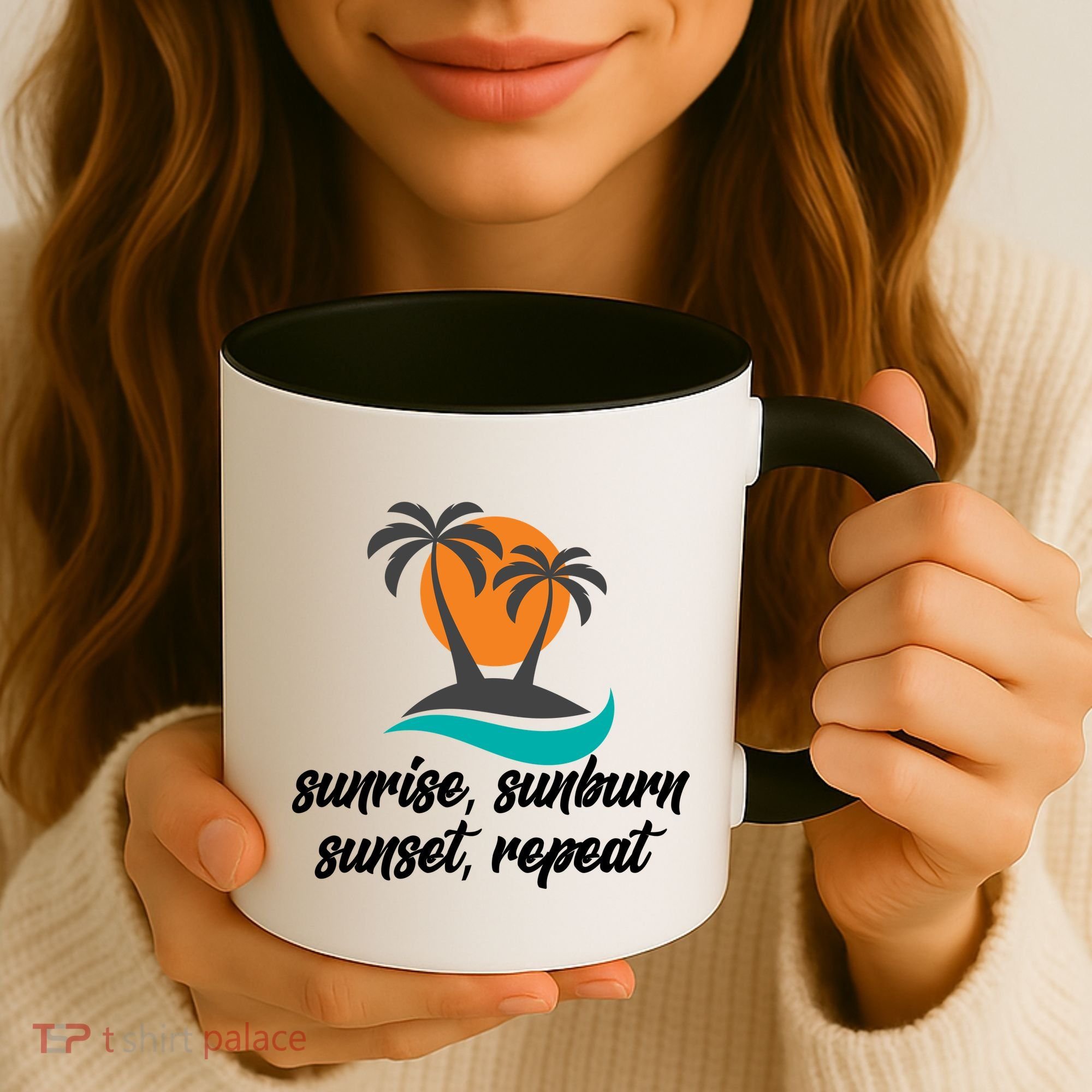 Sunrise Sunburn Sunset Repeat Palm Tree Coffee Mug
