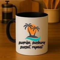 Sunrise Sunburn Sunset Repeat Palm Tree Coffee Mug thumb 4
