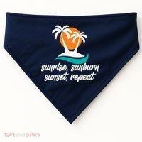 Sunrise Sunburn Sunset Repeat Palm Tree USA-Made Doggie Bandana thumb 0