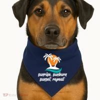 Sunrise Sunburn Sunset Repeat Palm Tree USA-Made Doggie Bandana thumb 1