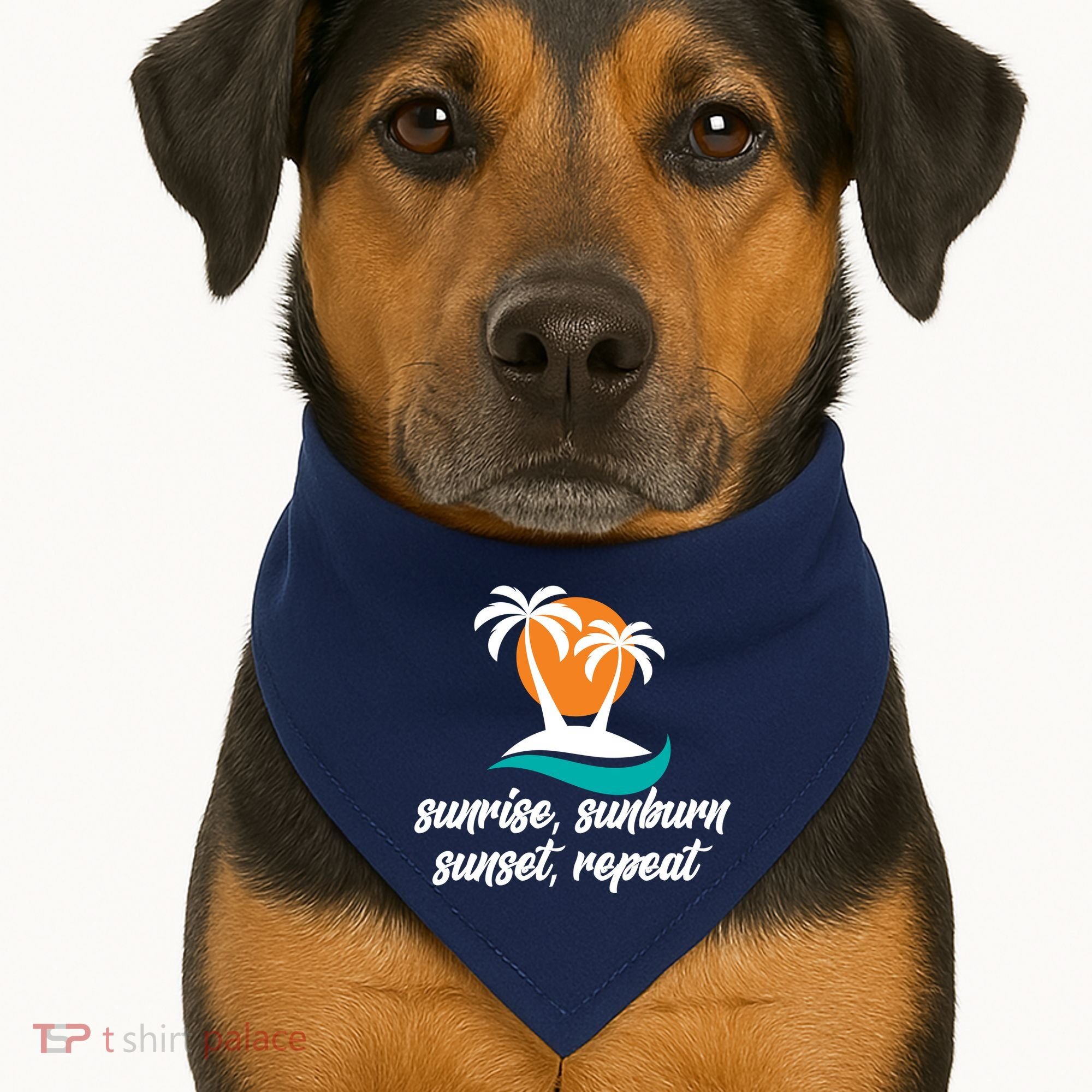 Sunrise Sunburn Sunset Repeat Palm Tree USA-Made Doggie Bandana