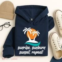 Sunrise Sunburn Sunset Repeat Palm Tree Hoodie thumb 4