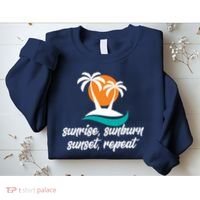 Sunrise Sunburn Sunset Repeat Palm Tree Sweatshirt thumb 2