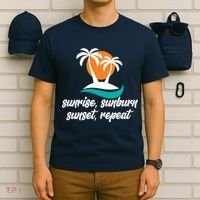 Sunrise Sunburn Sunset Repeat Palm Tree T-Shirt thumb 6