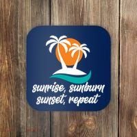 Sunrise Sunburn Sunset Repeat Palm Tree Coaster thumb 0