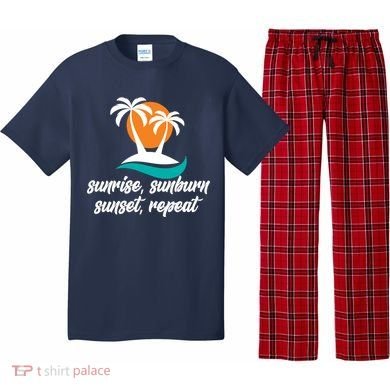 Sunrise Sunburn Sunset Repeat Palm Tree Pajama Set