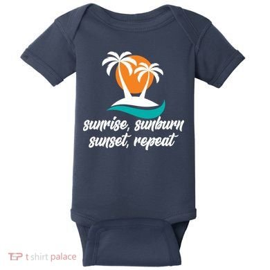 Sunrise Sunburn Sunset Repeat Palm Tree Baby Bodysuit