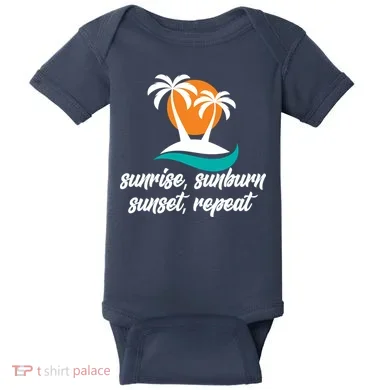 Sunrise Sunburn Sunset Repeat Palm Tree Baby Bodysuit