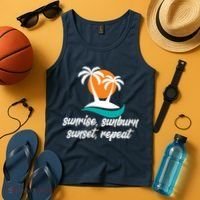 Sunrise Sunburn Sunset Repeat Palm Tree Tank Top thumb 4