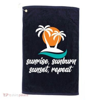 Sunrise Sunburn Sunset Repeat Palm Tree Golf Towel